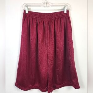 Burgundy Mesh Basketball Shorts Athletic Gym Drawstring Size XL